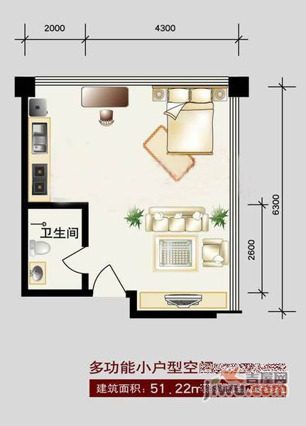 荣庆园1室1厅1卫户型图