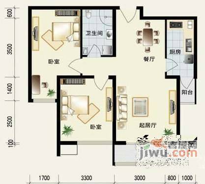 荣庆园2室2厅1卫户型图