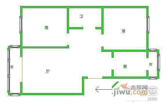 新文化花园新雅居2室1厅1卫120㎡户型图