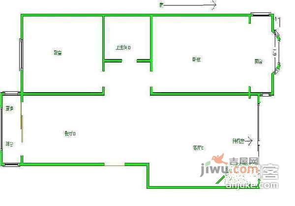 金厦新都梦溪园2室2厅1卫99㎡户型图