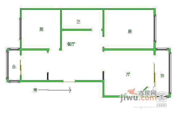 凌奥花园2室2厅1卫125㎡户型图