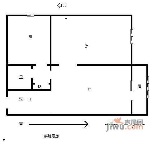 河怡花园2室1厅1卫90㎡户型图