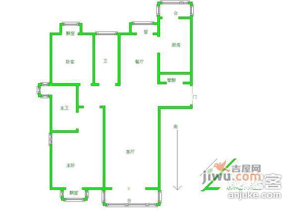 富力城天霖园2室2厅2卫133㎡户型图