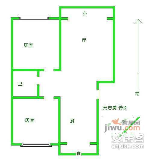 新世界花园2室2厅1卫户型图