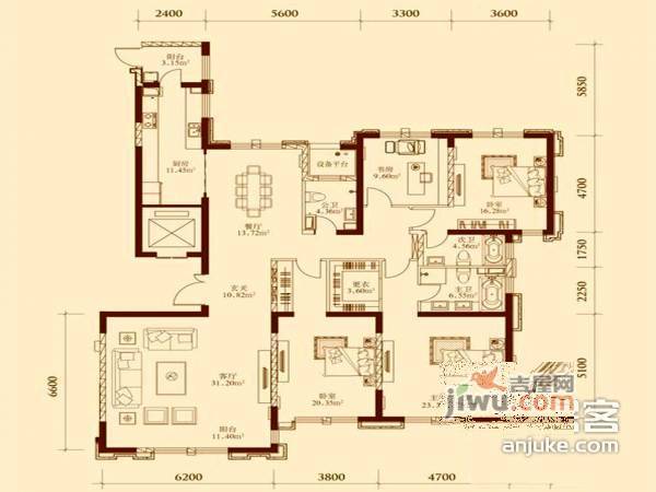 王府壹号4室2厅3卫257㎡户型图