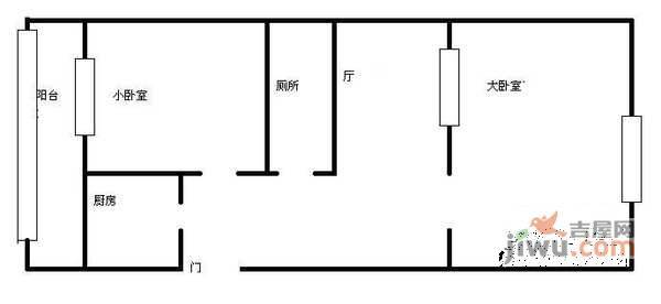 萍乡楼2室1厅1卫57㎡户型图