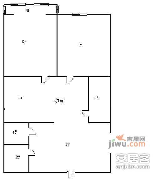 世升花园2室2厅1卫118㎡户型图