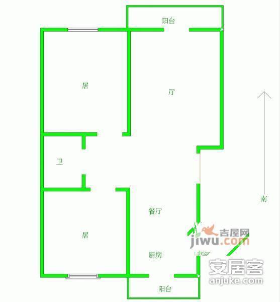 中盈小区2室2厅1卫99㎡户型图