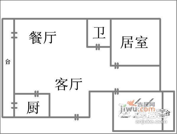 神州花园2室1厅1卫127㎡户型图