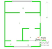 桥园里1室1厅1卫44㎡户型图