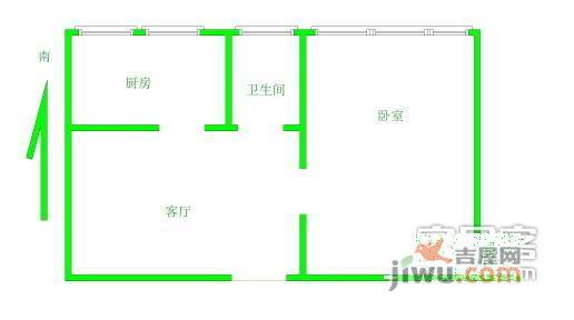 北仑里1室1厅1卫37㎡户型图