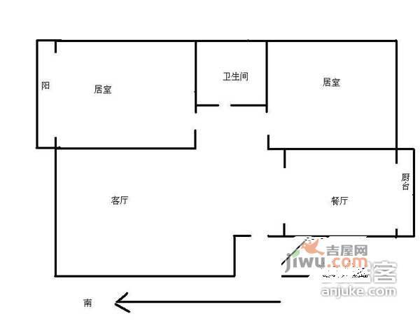 鑫泰家园2室2厅1卫126㎡户型图