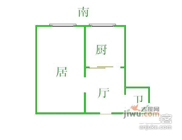 罗江西里1室1厅1卫54㎡户型图