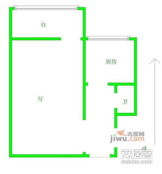 颂光里1室1厅1卫48㎡户型图