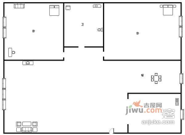 颂光里2室1厅1卫70㎡户型图