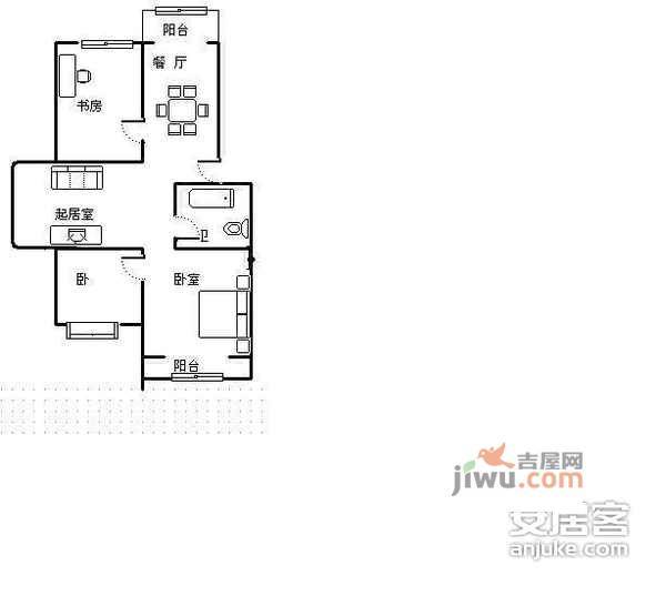 金典花园3室2厅1卫125㎡户型图