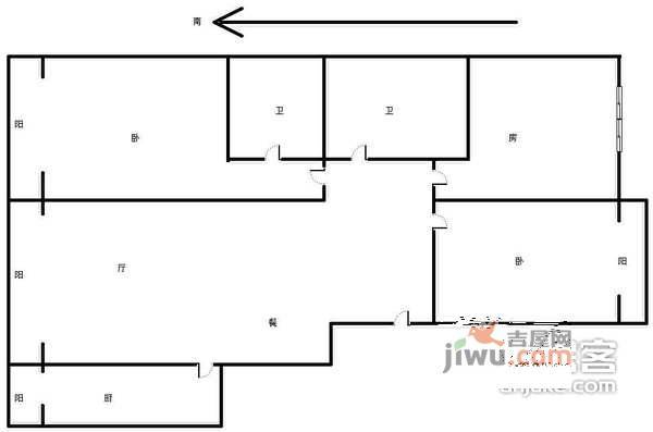 华郡新苑3室2厅2卫163㎡户型图