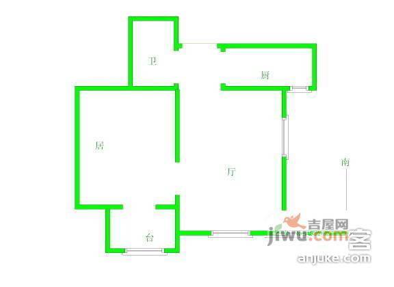 秋丽家园1室1厅1卫58㎡户型图