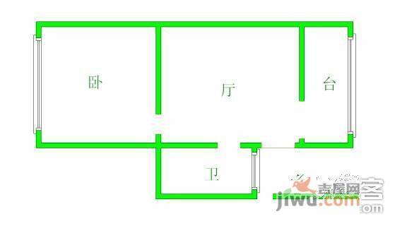 悦海大厦1室1厅1卫62㎡户型图