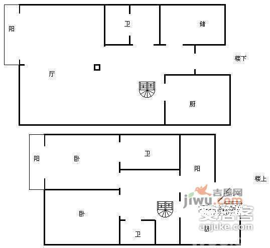 岳阳舒苑2室2厅1卫112㎡户型图