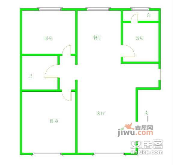 复兴门家园2室2厅1卫104㎡户型图