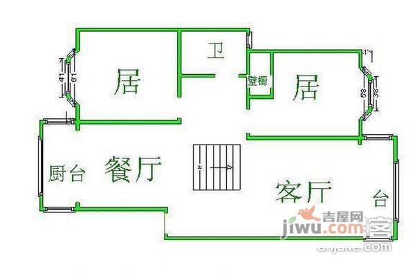 先春园2室2厅1卫95㎡户型图