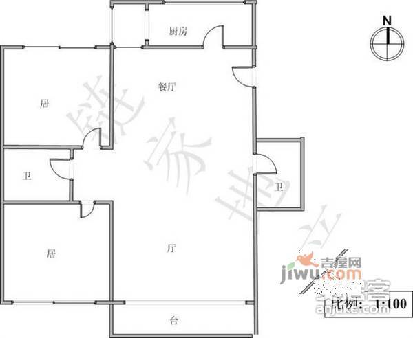 万德花园2室2厅2卫131㎡户型图