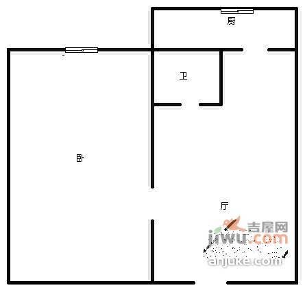 雅园里1室1厅1卫63㎡户型图