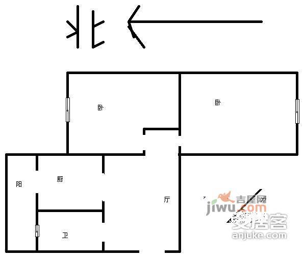 雅园里2室1厅1卫户型图