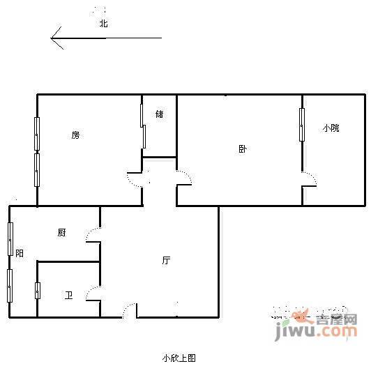 云龙里2室1厅1卫90㎡户型图