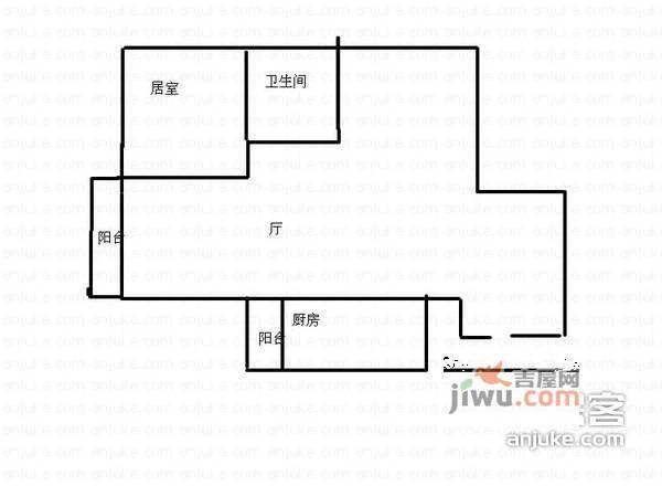 云龙里1室1厅1卫57㎡户型图