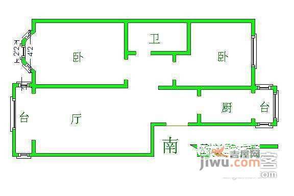 星河花园2室2厅1卫107㎡户型图