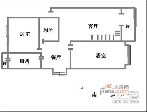 恋日风景3室1厅1卫122㎡户型图