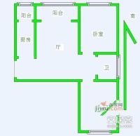 碧海长住2室1厅1卫107㎡户型图
