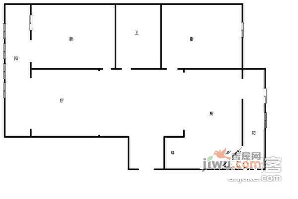 中环公寓2室2厅1卫132㎡户型图