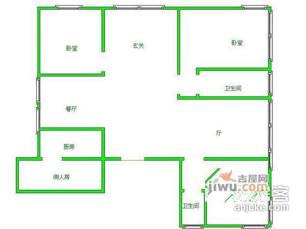 中环公寓3室2厅1卫143㎡户型图