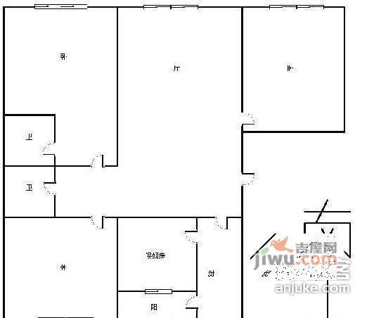 中环公寓3室2厅2卫165㎡户型图