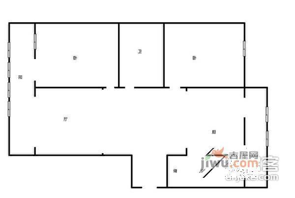 中环公寓2室1厅1卫户型图