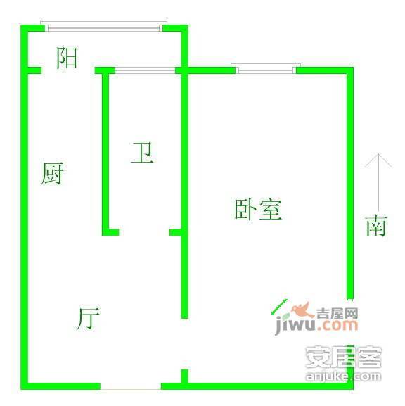 来福里文明小区1室1厅1卫户型图