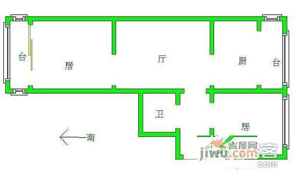 来福里文明小区2室1厅1卫60㎡户型图