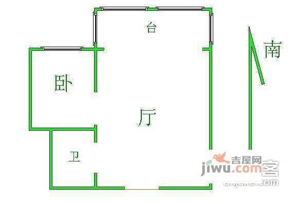 佳庆里1室1厅1卫43㎡户型图