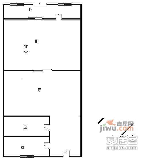 宜昌南里1室1厅1卫45㎡户型图