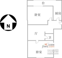 凌研里2室1厅1卫81㎡户型图