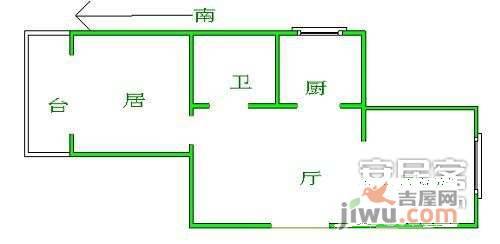 津塘公寓1室1厅1卫46㎡户型图