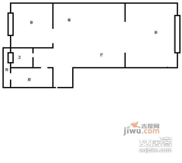 津塘公寓2室1厅1卫82㎡户型图