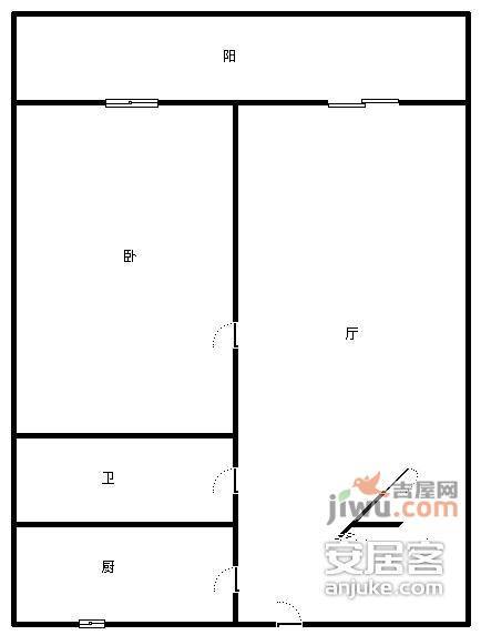 汇贤里1室1厅1卫60㎡户型图