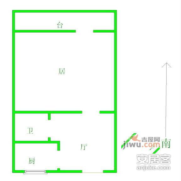 颂禹里1室1厅1卫41㎡户型图