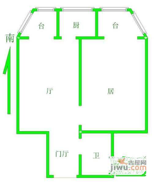 深方小区1室1厅1卫54㎡户型图