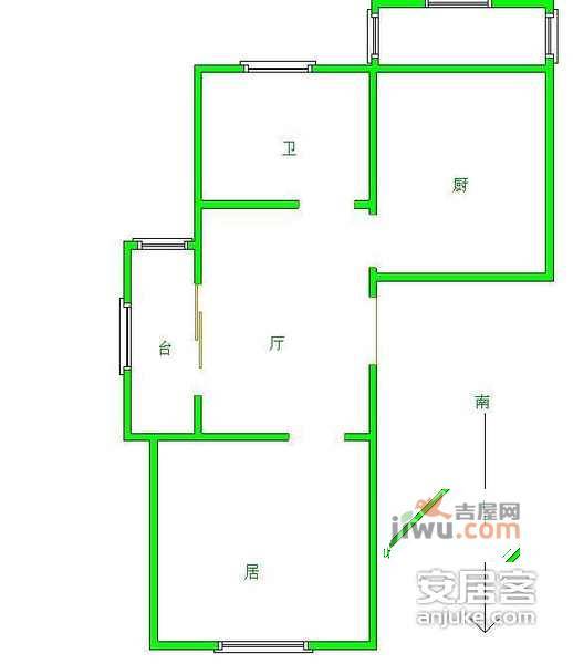 深方小区2室1厅1卫123㎡户型图