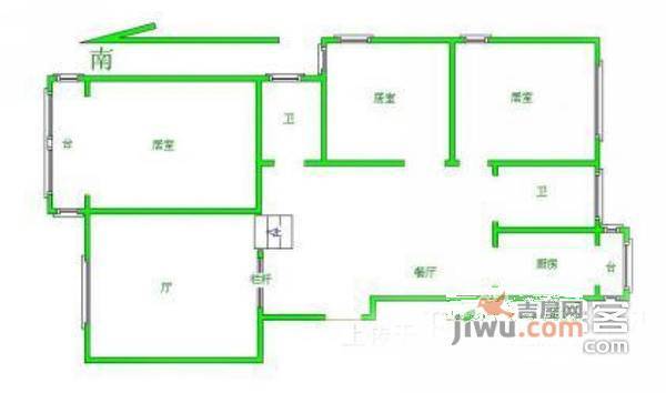 五一阳光皓日园2室2厅2卫111㎡户型图